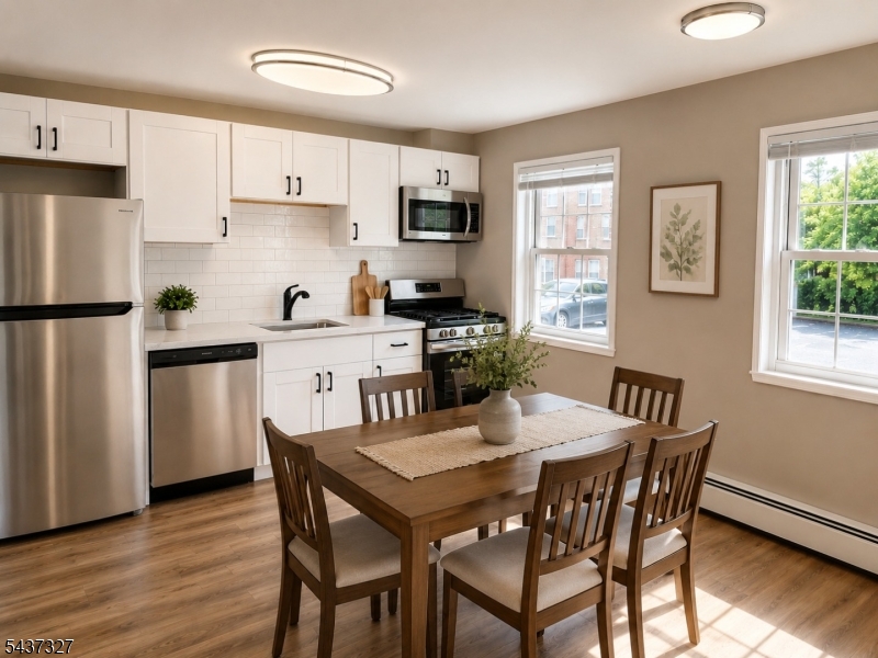 Discover thoughtfully renovated one- and two-bedroom apartment homes designed to blend timeless style with everyday comfort. Each residence features hardwood flooring, spacious layouts, and abundant natural light, creating a warm and inviting living environment. Modern kitchens are appointed with white shaker-style cabinetry, sleek black hardware, stainless steel appliances, and classic subway tile backsplashes, while contemporary bathrooms feature elegant mosaic tile accents and refined finishes throughout.  Beyond your front door, residents enjoy a collection of convenient amenities including onsite laundry facilities, garage parking, additional storage options, beautifully landscaped grounds, and outdoor lawn and picnic areas perfect for relaxing or gathering with friends and neighbors. Ideally located just minutes from shopping, dining, parks, and NJ Transit, the community offers the perfect balance of neighborhood charm and everyday convenience.