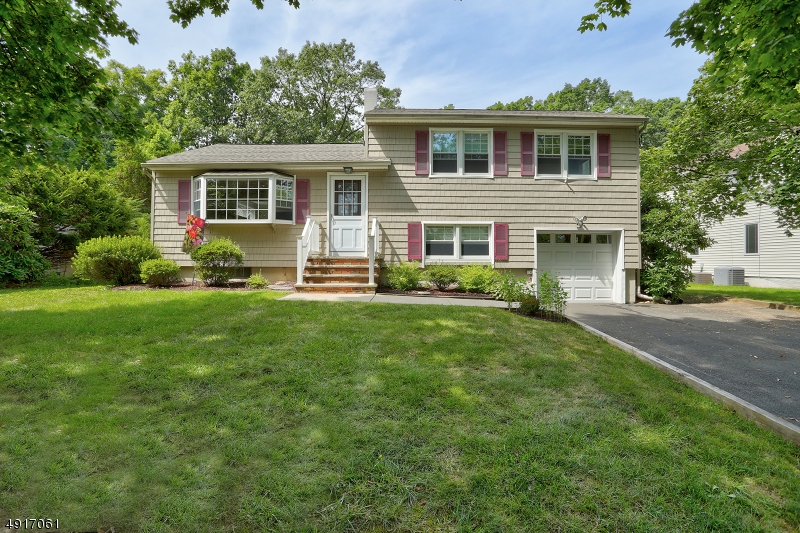 Freshly painted, Hardwood floors , Bay window in Living Room, Large kitchen area due to expansion and addition of family room with brick wood-burning fireplace with raised brick hearth and stone mantle plus Sliding glass doors to deck overlooking great backyard with privacy. Walk to the lower level and you have a den, half bath and laundry. Then you still have a basement for plenty of storage.