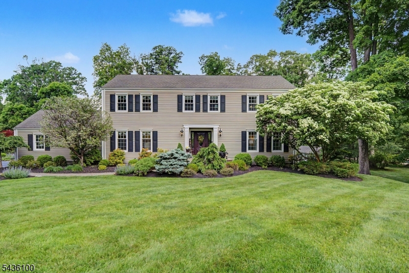 Picture-perfect Colonial blending timeless design, modern updates & exceptional indoor-outdoor living. Set on beautifully landscaped grounds with mature trees, colorful perennials, & lush lawn space, this home offers the perfect setting for both everyday living & entertaining. A welcoming foyer opens to a classic floor plan featuring a formal dining room, living room, family room, great room, & beautifully renovated eat-in kitchen. The stunning kitchen showcases chef-grade SS appliances, quartz countertops & backsplash, abundant cabinetry & a spacious dining area. The adjoining great room features soaring vaulted ceilings & a dramatic wall of windows overlooking the picturesque backyard. The inviting family room offers a fireplace, while the living with custom built-ins provides the perfect space for a library or sitting room. Elegant moldings, wainscoting, neutral paint colors, & HW floors add warmth & character throughout. Upstairs are 4 bdrms & 2 full baths, including a spacious primary suite with a custom walk-in closet & beautifully renovated en-suite bath with dual vanities. The finished bsmt provides valuable bonus space for recreation, fitness, work, or play.  The backyard is a true retreat featuring an in-ground pool, expansive deck, multiple patio areas, manicured landscaping & plenty of lawn space for entertaining & relaxation. Conveniently located near DWTN Denville, the Morristown Green, major hwys, shopping, dining, & NJ Transit with direct service to NYC.