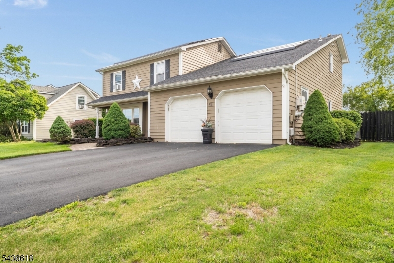 Welcome to this updated, well-maintained 4-bedroom, 2.5-bath Colonial on a quiet street in highly desirable Hillsborough Township. FEATURING A COST-SAVING SOLAR PANEL SYSTEM THAT HELPS THE CURRENT OWNER SAVE HUNDREDS OF DOLLARS EVERY MONTH IN UTILITY EXPENSES. Blending classic charm with valuable modern upgrades, this home is designed for comfortable living and smart, energy-efficient ownership. The updated eat-in kitchen showcases granite countertops, a breakfast bar, upgraded cabinetry, and newer appliances perfect for both daily living and entertaining. The main level also offers a formal living room with crown molding and chair rail, a cozy family room, welcoming foyer, powder room, and convenient first-floor laundry. Upstairs, the spacious primary suite includes a private full bath, complemented by three additional bedrooms, a bonus room and a main hall bath. Step outside to a fully fenced backyard featuring a covered patio, storage shed, and a tranquil fish pond?an ideal setting for relaxing or hosting guests. Major upgrades include the energy-efficient solar panel system (delivering substantial monthly savings), a newer roof, and a hot water heater?providing both financial benefits and peace of mind. Ideally located with easy access to major highways and NYC rail service, and situated within the highly regarded Hillsborough school district, this home offers comfort, convenience, and long-term value.