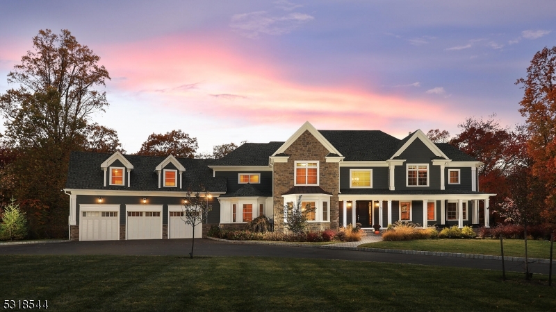 Gorgeous Custom Home built in 2020 with 2.25 acres of flat beautifully landscaped private property located in a sought after neighborhood close to shopping, all major highways, and top rated schools including Pingry. Offering 5-6 Bedrooms, 4.5 Baths, 6,200 sq ft of finished living space across 2 levels, exceptional floor-plan, hardwood floors throughout, detailed millwork, oversized windows, grand paved and curbed driveway leading to a 3 car garage outfitted with built in storage and new flooring. The 1st Floor features a two story foyer, open floor plan leading to the elegant living room, dining room, private office with french doors and private access to the covered front porch, an oversized family room with coffered ceiling and custom built-ins with gas fireplace, open to the high-end kitchen with a dramatic center island, Viking 8-burner gas stove, designer wet bar, walk in pantry, a guest en-suite, a large mudroom/laundry room with cubbies and storage, and 2 sets of french doors leading out to the back patio which overlooks the picture perfect backyard. The 2nd Floor features 4-5 spacious bedrooms, including a hotel style Primary suite with dressing area, gas fireplace, 2 walk in closets, luxurious spa like bath with heated floors, oversized walk in glass shower, freestanding tub and 2 separate vanities. Smart Home technology, Electric Charger in garage, Paver Patio and walkway, Stone and Hardie Siding, and an oversized Bonus room above garage recently finished!
