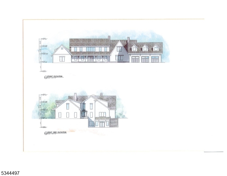 The architectural plans are complete for a home that truly embraces blending modern luxury with serene surroundings. This stunning residence will feature five generously sized bedrooms, including three with ensuites baths, along with four full and two half baths. The first floor is designed with an open-concept kitchen, providing a perfect space for entertaining, and it's highlighted by a unique floating fireplace juxtaposed between the kitchen and great room. The floorplan includes both first and second-floor primary suites. Designed with curated elements to enhance comfort and style, including sliding glass doors as well as convenient first and second-floor laundry suites (with dedicated pet wash station) and an optional personal elevator. Outdoor living is equally impressive with upper and lower patios,complementing the finished walkout lower level, which also offers the option of a theater room.  A  purposefully designed five-car garage provides ample space for car enthusiasts. Boasting rare southern vistas without restrictions, this Mendham property offers the unique convergence of charming small-town life with access to sophisticated shopping destinations, and a quick reach of NJ Transit, providing mid-town direct service to Manhattan.  Furthermore, Mendham Township schools are consistently ranked among the best in the state, offering the Interbaccalureate Program and excellent educational opportunities. The land is currently farm assessed, further enhancing its appeal.
