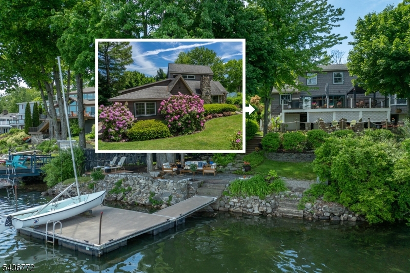 Take the helm at Regatta Retreat, a custom lakefront home in one of Highland Lakes premier waterfront locations, with front-row views of the start and finish line for summer sailing races. This elevated 3-bed, 2-bath retreat was thoughtfully renovated by the designers behind Ralph Lauren stores, blending timeless character with sophisticated design. Dramatic ceilings, 300-year-old reclaimed wood walls, and black walnut, copper, and zinc accents bring warmth, texture, and distinction throughout. The modern chefs kitchen makes entertaining effortless, while the first-floor primary suite offers lake views, a walk-in closet, and a spa-like ensuite bath. A nearby den and office add flexibility, while upstairs guest rooms also enjoy lake views, including one with Murphy beds that easily transforms from daytime workspace to welcoming guest accommodations. The walk-out basement is set up as a workshop and storage. Oversized sliders create a seamless indoor-outdoor connection, opening to an expansive ipe deck with pergola, a firepit area with pizza oven, and a serene lakeside patio perfect for sunset cocktails. Lush perennial gardens add beauty and privacy. Life here revolves around the water, with a private dock for swimming, boating, and fishing. Less than a quarter mile from the clubhouse, enjoy beaches, tennis, pickleball, and year-round community activities. With designer finishes, included furnishings, and a premium waterfront setting, this is more than a home - its a lifestyle.