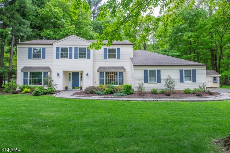 Wow, tremendous curb appeal!  Impeccably maintained with one of the nicest backyards in the neighborhood!  Family room with Franklin stove and French doors to patio, kitchen with stylish tin ceiling, white cabinets, granite counters, and stainless steel appliances, huge living room and formal dining room, updated Powder Room.  Primary bedroom suite with huge walk-in closet and updated full bath plus three generous sized additional bedrooms and updated marble main bath.  HW Floors under carpet in BR's.  Paver patio overlooks fully fenced rear yard, backing up to green acres.  Miles of sidewalks in this established, mature development.  Newer roof, baseboard hot water has fired heat, central air.  Long Valley schools and West Morris Central High School.