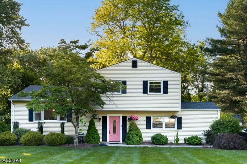Set on a gorgeous level lot, the backyard is a true highlight of this home. An expansive patio with fountain, spacious deck, mature landscaping, and two large sheds create the perfect setting for entertaining or simply enjoying the outdoors. Inside, hardwood floors flow throughout, complementing a light-filled and thoughtfully updated interior. A welcoming foyer opens to the home's inviting living spaces. The updated kitchen features premium appliances and heated floors and opens seamlessly to the dining area and bright family room. The flexible floor plan offers four bedrooms, including a first-floor bedroom adjacent to an additional living space, ideal for guests, a home office, or everyday flexibility. Upstairs are three additional bedrooms and two full baths, including a beautifully renovated primary bath featuring handcrafted green Moroccan Zellige tile and premium fixtures. An oversized driveway and a prime location near Rebel Hill Park, schools, shopping, dining, and transportation complete this move-in-ready Basking Ridge home.